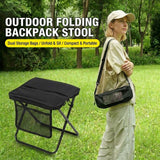 Ultra-Portable Folding Stool with Crossbody Storage Bag – Heavy-Duty Carbon Steel Frame, Oxford Fabric Seat, Side Mesh Pocket, Ideal for Camping, Commuting, Queueing, and On-the-Go Seating (S, Black) In Australia - Darrahopens