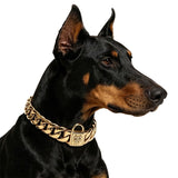 Premium Stainless Steel Cuban Link Dog Collar with Dog Head Buckle – Stylish, Durable, and Comfortable for Large Breeds, Perfect for Daily Walks and Fashion-Forward Pet Accessories (Silver, 32mm*35cm（14in）)