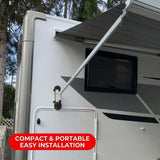 RV Awning Suction Cup Support Bracket – Heavy-Duty Aluminum Vacuum Mount, Tool-Free No-Drill Installation for Camper, Trailer, Van, and Outdoor Camping Awning Poles, 2-Pack Adjustable Stabilizer with Non-Marring Suction Cups (2PCS)