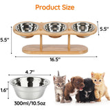 Elevated Cat Bowl Set with 3 Stainless Steel Bowls and 15° Angled Stand, Ideal for Indoor Cats and Small Dogs to Promote Healthy Eating and Digestion In Australia - Darrahopens