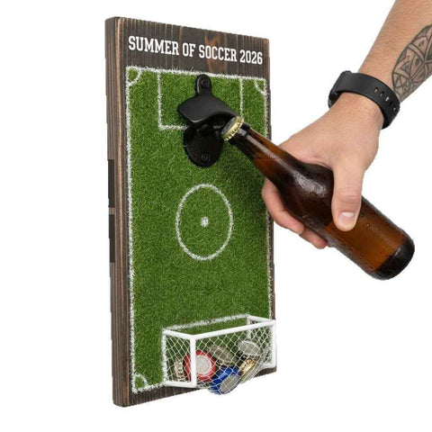 Wall-Mounted Soccer Field Bottle Opener with Goal Net Catcher – Football-Themed Bar Accessory for Game Room, Man Cave, Home Bar, or Outdoor Patio – Unique Gift for Soccer Fans (19.5*38cm) In Australia - Darrahopens