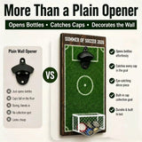 Wall-Mounted Soccer Field Bottle Opener with Goal Net Catcher – Football-Themed Bar Accessory for Game Room, Man Cave, Home Bar, or Outdoor Patio – Unique Gift for Soccer Fans (19.5*38cm)