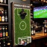 Wall-Mounted Soccer Field Bottle Opener with Goal Net Catcher – Football-Themed Bar Accessory for Game Room, Man Cave, Home Bar, or Outdoor Patio – Unique Gift for Soccer Fans (19.5*38cm)