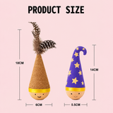 Self-Righting Pet Toy with Natural Wood Base and Durable Fabric Top, Featuring Feather Options and Playful Smile Design, Perfect for Indoor Cats and Small Dogs to Chase, Bat, and Enjoy Endless Fun. (Combo2)