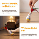 Self-Righting Pet Toy with Natural Wood Base and Durable Fabric Top, Featuring Feather Options and Playful Smile Design, Perfect for Indoor Cats and Small Dogs to Chase, Bat, and Enjoy Endless Fun. (Combo4(6in1))