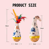 Self-Righting Pet Toy with Natural Wood Base and Durable Fabric Top, Featuring Feather Options and Playful Smile Design, Perfect for Indoor Cats and Small Dogs to Chase, Bat, and Enjoy Endless Fun. (Combo4(6in1))