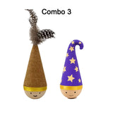 Self-Righting Pet Toy with Natural Wood Base and Durable Fabric Top, Featuring Feather Options and Playful Smile Design, Perfect for Indoor Cats and Small Dogs to Chase, Bat, and Enjoy Endless Fun. (Combo4(6in1))