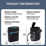 Durable Oxford Fabric Pet Treat Pouch for Hands-Free Training Walks – Lightweight Waist Bag with Breathable Mesh Pocket, Perfect for Storing Snacks, Toys & Essentials During Outdoor Adventures (Orange)