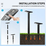 Solar Powered Pathway Lights with PET Laminated Monocrystalline Panel, NiMH Battery, and Black Aluminum Body – Auto On/Off at Dusk, Cordless Installation for Garden Walkways, Patio Steps, Flower Beds, and Landscape Accents – Choose 6000K Cool White or 300
