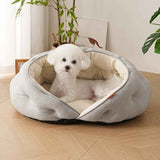 Semi-Enclosed Pet Bed with Plush Comfort and Anti-Slip Base – Ideal for Cats and Small to Medium Dogs Seeking a Cozy, Secure Sleep Spot for All Seasons (M, Blue) In Australia - Darrahopens