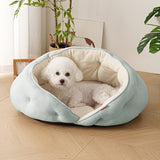 Semi-Enclosed Pet Bed with Plush Comfort and Anti-Slip Base – Ideal for Cats and Small to Medium Dogs Seeking a Cozy, Secure Sleep Spot for All Seasons (S, Grey)