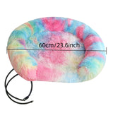 USB Heated Pet Bed with Semi-Enclosed Design, Soft Plush Fleece, Removable Washable Cover, 5-Temperature Control, Auto Shut-Off, Ideal for Cats and Dogs in Cold Weather (50cm, MultiColor)