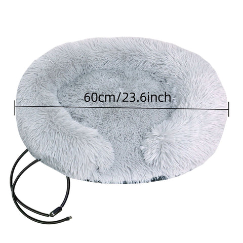 USB Heated Pet Bed with Semi-Enclosed Design, Soft Plush Fleece, Removable Washable Cover, 5-Temperature Control, Auto Shut-Off, Ideal for Cats and Dogs in Cold Weather (60cm, Grey) In Australia - Darrahopens