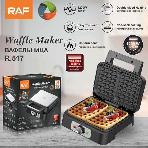 Darrahopens Home & Garden > Kitchenware > Bakeware & Accessories Electric Waffle Maker with Non-Stick Double Square Plates, 1200W Dual-Sided Heating, Compact Flip Design for Quick Breakfast, Desserts and Family Baking in Home Kitchens (Black) In Australia - Darrahopens