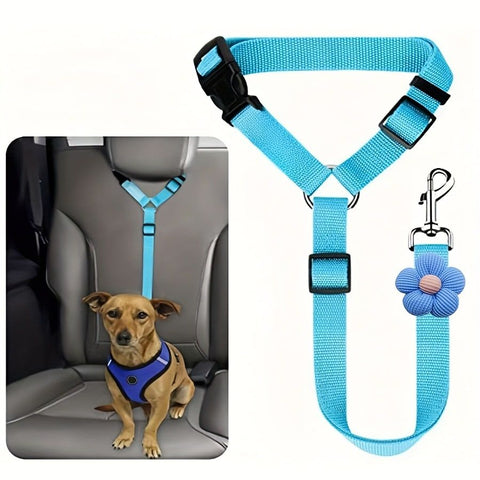 Dog Seat Belt for Car, Pet Car Safety Restraint with Adjustable Straps and Zinc Alloy Hook, Perfect for Securing Your Dog in Vehicle, Ideal Car Safety Strap for Small to Large Dogs, Great Christmas Gift for Pet Lovers (Blue)