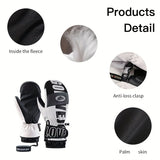 Winter Ski Mittens Waterproof & Windproof for Outdoor Snow Sports, with Touchscreen Compatibility, Fleece Lining, Anti-Slip Palm, Adjustable Wrist Strap, and Detachable Leash for Men and Women (L, Pink)