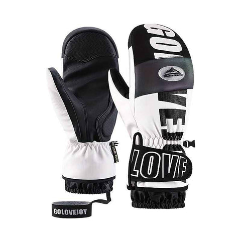 Winter Ski Mittens Waterproof & Windproof for Outdoor Snow Sports, with Touchscreen Compatibility, Fleece Lining, Anti-Slip Palm, Adjustable Wrist Strap, and Detachable Leash for Men and Women (L, White) In Australia - Darrahopens