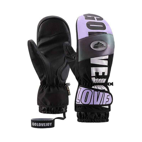 Winter Ski Mittens Waterproof & Windproof for Outdoor Snow Sports, with Touchscreen Compatibility, Fleece Lining, Anti-Slip Palm, Adjustable Wrist Strap, and Detachable Leash for Men and Women (M, Purple) In Australia - Darrahopens
