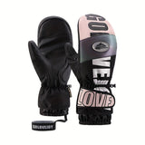 Winter Ski Mittens Waterproof & Windproof for Outdoor Snow Sports, with Touchscreen Compatibility, Fleece Lining, Anti-Slip Palm, Adjustable Wrist Strap, and Detachable Leash for Men and Women (M, White)