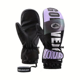 Winter Ski Mittens Waterproof & Windproof for Outdoor Snow Sports, with Touchscreen Compatibility, Fleece Lining, Anti-Slip Palm, Adjustable Wrist Strap, and Detachable Leash for Men and Women (M, White)