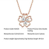 Elegant Four-Leaf Clover Moissanite Pendant Necklace in Rose Gold, Featuring Three Heart-Shaped Stones with Eight Hearts and Eight Arrows Cut, Perfect for Daily Wear, Commuting, and Gifting with Adjustable Chain (Moissanite, Premium S925)