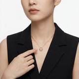 Elegant Four-Leaf Clover Moissanite Pendant Necklace in Rose Gold, Featuring Three Heart-Shaped Stones with Eight Hearts and Eight Arrows Cut, Perfect for Daily Wear, Commuting, and Gifting with Adjustable Chain (Moissanite, Premium S925)