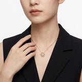 Elegant Four-Leaf Clover Moissanite Pendant Necklace in Rose Gold, Featuring Three Heart-Shaped Stones with Eight Hearts and Eight Arrows Cut, Perfect for Daily Wear, Commuting, and Gifting with Adjustable Chain (Moissanite, Premium S925)