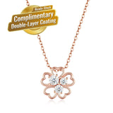 Elegant Four-Leaf Clover Moissanite Pendant Necklace in Rose Gold, Featuring Three Heart-Shaped Stones with Eight Hearts and Eight Arrows Cut, Perfect for Daily Wear, Commuting, and Gifting with Adjustable Chain (Moissanite, Premium S925)