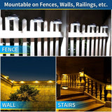 Solar Powered Fence Light with Durable ABS+PC Housing, Monocrystalline Silicon Panel, and Adjustable Mounting Clip for Outdoor Garden, Patio, Deck, and Walkway Illumination in Warm White or Cool White (4PCS, Black Housing‑Cool White Light)