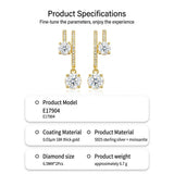 Elegant C-Shaped Drop Earrings with Round Moissanite and Micro-Pave Setting, Crafted in 925 Silver with 18K Gold Plating for Daily Chic and Special Occasions (Moissanite, Premium S925) In Australia - Darrahopens