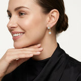 Elegant C-Shaped Drop Earrings with Round Moissanite and Micro-Pave Setting, Crafted in 925 Silver with 18K Gold Plating for Daily Chic and Special Occasions (Moissanite, Premium S925)