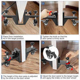 Adjustable Door Installation Roller Tool with 360° Swivel Brake Casters, U-Shaped Clamp for Heavy Wooden Door Lifting, Moving and Positioning During Indoor Setup (2PCS)