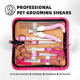 Professional Pet Grooming Scissors Set for Dogs & Cats – Includes Straight, Curved, Thinning Shears, Nail Clippers, and Comb in a Stylish Pink Case for Home Grooming and Salon-Quality Trimming In Australia - Darrahopens