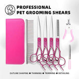 Professional Pet Grooming Scissors Set for Dogs & Cats – Includes Straight, Curved, Thinning Shears, Nail Clippers, and Comb in a Stylish Pink Case for Home Grooming and Salon-Quality Trimming In Australia - Darrahopens