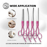 Professional Pet Grooming Scissors Set for Dogs & Cats – Includes Straight, Curved, Thinning Shears, Nail Clippers, and Comb in a Stylish Pink Case for Home Grooming and Salon-Quality Trimming In Australia - Darrahopens