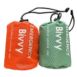 2-Piece Emergency Thermal Sleeping Bag Set – Waterproof, Windproof, and Reflective Survival Blanket with Drawstring Carry Pouch, Compact and Reusable for Camping, Hiking, and Car Emergency Use (Green)