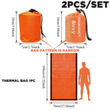 2-Piece Emergency Thermal Sleeping Bag Set – Waterproof, Windproof, and Reflective Survival Blanket with Drawstring Carry Pouch, Compact and Reusable for Camping, Hiking, and Car Emergency Use (Orange) In Australia - Darrahopens