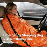 2-Piece Emergency Thermal Sleeping Bag Set – Waterproof, Windproof, and Reflective Survival Blanket with Drawstring Carry Pouch, Compact and Reusable for Camping, Hiking, and Car Emergency Use (Orange)
