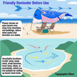 Whale-Shaped Beach Wind Shelter – Ultra-Light 1 kg Portable Sun Shade Tent, Spacious for 2-3 People, Quick Setup Open Design for Seaside Relaxation and Family Outings (Blue)