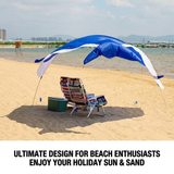 Whale-Shaped Beach Wind Shelter – Ultra-Light 1 kg Portable Sun Shade Tent, Spacious for 2-3 People, Quick Setup Open Design for Seaside Relaxation and Family Outings (Green)