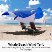 Whale-Shaped Beach Wind Shelter – Ultra-Light 1 kg Portable Sun Shade Tent, Spacious for 2-3 People, Quick Setup Open Design for Seaside Relaxation and Family Outings (Green)