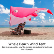 Whale-Shaped Beach Wind Shelter – Ultra-Light 1 kg Portable Sun Shade Tent, Spacious for 2-3 People, Quick Setup Open Design for Seaside Relaxation and Family Outings (Pink) In Australia - Darrahopens