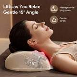 Multifunctional Neck Shoulder Massage Pillow with Heat Support for Home Relaxation, Ideal for Bed Sofa Lounging and Full Body Comfort (Beige)