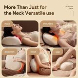 Multifunctional Neck Shoulder Massage Pillow with Heat Support for Home Relaxation, Ideal for Bed Sofa Lounging and Full Body Comfort (Beige)