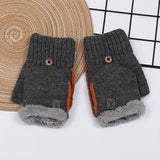 Men's Thick Knitted Flip-Top Gloves with Plush Lining, Convertible Design for Touchscreen Use, Winter Warmth for Outdoor Activities and Daily Commute (Blue)