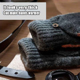 Men's Thick Knitted Flip-Top Gloves with Plush Lining, Convertible Design for Touchscreen Use, Winter Warmth for Outdoor Activities and Daily Commute (Darkgray)