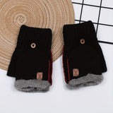 Men's Thick Knitted Flip-Top Gloves with Plush Lining, Convertible Design for Touchscreen Use, Winter Warmth for Outdoor Activities and Daily Commute (Darkgray)