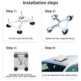 Magnetic Vehicle Mount for Starlink Mini, Aluminium Alloy Car Mount with 4 Heavy-Duty Magnetic Bases, X-Shape Stable Bracket for Outdoor Travel, Marine and Off-Road Use (Black)