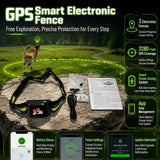 GPS Smart Pet Fence Training Collar with Wireless Boundary Control, Bluetooth App Customization, and Rechargeable Battery for Outdoor Dog Training and Safety (Black)