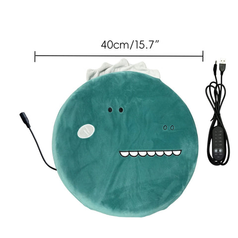 New Winter USB Heated Seat Cushion, Round Cartoon Pad for Office and Outdoor Use, Constant Temperature, Cute Cat, Bear, Dinosaur or Owl Design, Powered by USB (Green Dinosaur) In Australia - Darrahopens